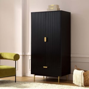 richmond ridged double closet with drawer, matte black