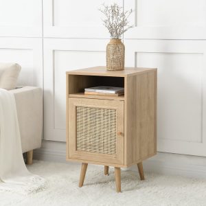 frances woven rattan 1 door nightstand in natural