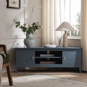 oakham 47" wide corner media unit, stormy blue