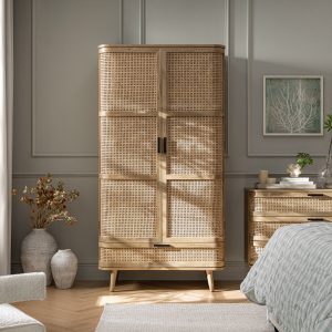 izzy curved rattan double closet, natural
