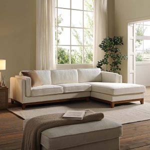 dipley beige boucle fabric sofa, grande chaise sofa right hand facing