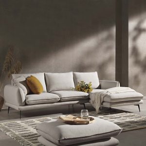obriel oatmeal fabric sofa, grande chaise sofa right hand facing