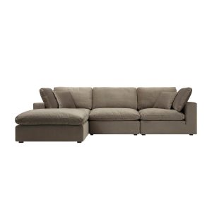 lutyens taupe velvet sectional sofa, 3 piece chaise