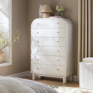maude tall dresser, washed white ash