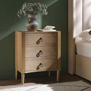 thalia concave 3 drawer nightstand, natural