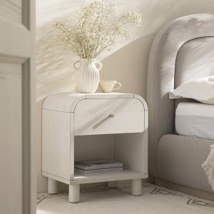 maude 1 drawer nightstand, washed white ash