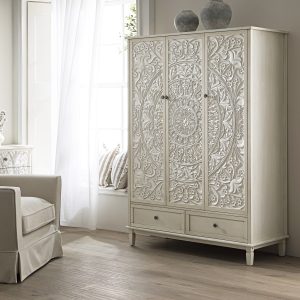 chantilly whitewashed carved triple closet